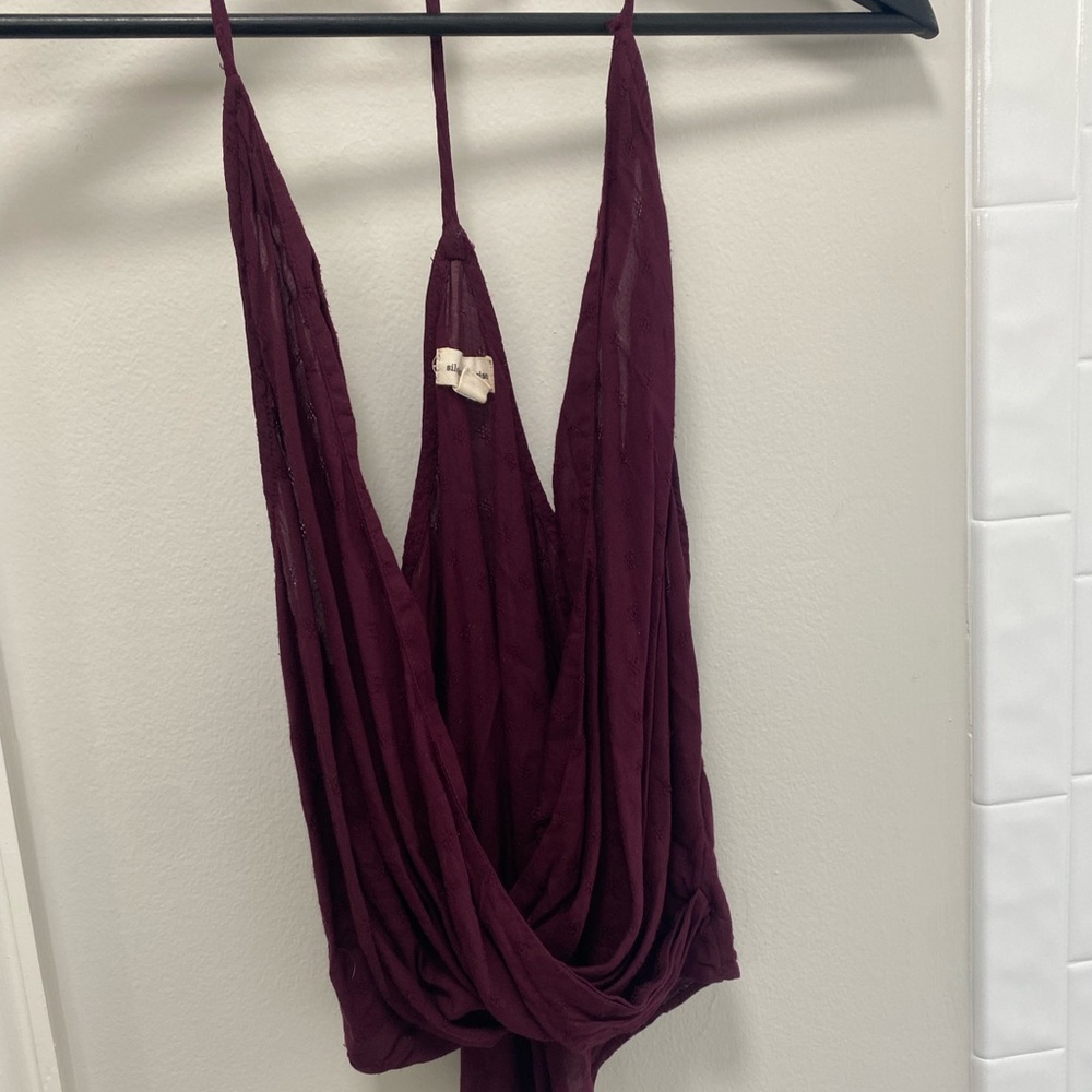 Burgundy Draped Halter Top silence &noise size small